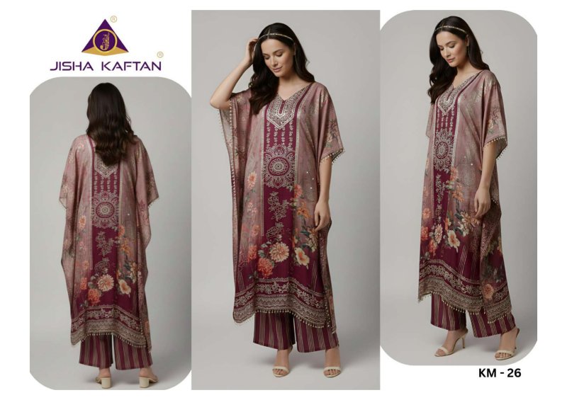 Kaftan Co Ord Set With Value Addition Vol 4 By Jisha Poly Feather Silk Kaftan 